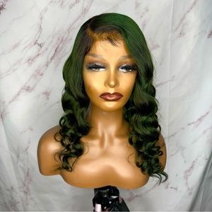 Body wave closure wig green
